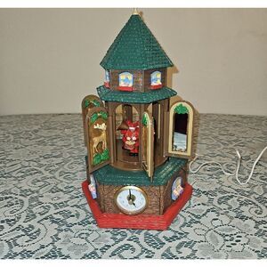 Festive Rotating Christmas Clock Tower